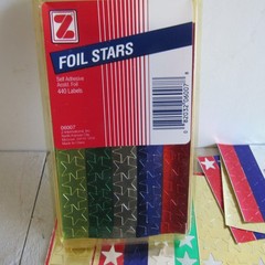 vtg Lot Dennison & Z Label Self Sticking Stars Red Blue Gold Silver ***READ***