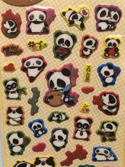 Kawaii Japan Romantic Panda Puffy Sticker Sheet Scrapbook Htf Vintage