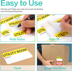 600 Count 3 x 2 Large Home Moving Packing Box Labels for 3-4 Bedroom House with