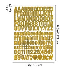 0.5 Inch Letter Stickers, 12 Sheets Vinyl Alphabet Stickers inch, Gold