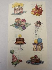 Vintage 1990s Mary Engelbreit Birthday Sticker Sheet 8 NOS Melissa Neufeld Ink