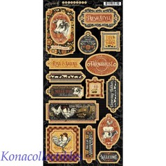 Graphic 45 Farmhouse Collection Chipboard 19 pcs. Cows, Hens, Tags, Roosters
