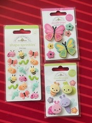 #D88 DOODLEBUG SHAPE SPRINKLES BUTTERFLY & BUGS DOODLE-POPS 3D STICKERS
