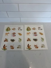Vintage Current Critter 1988 Stickers Two Sheets Raccoon Fawn Frog Mouse Etc.