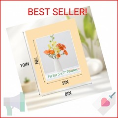 Prudiut 15 Pack 8×10 Picture Mats, Mixed Colors Frame Mattes for 5×7 Pictures Ph
