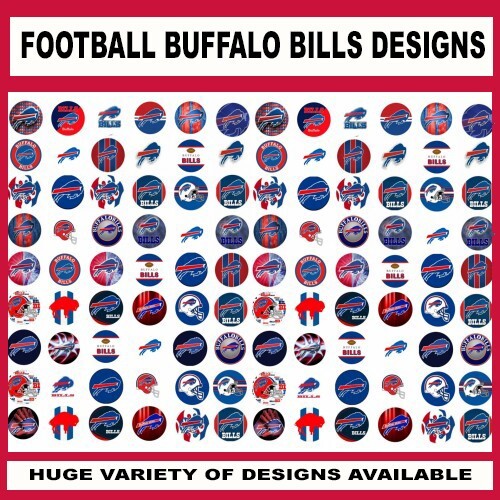 100 Precut BILLS FOOTBALL TEAM BOTTLE CAP CHARM TRAY IMAGES 1 inch DESIGNS