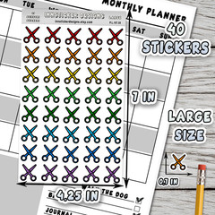 Scissors Stickers, Mini Icon Reminder Planner stickers, Journals, Scrapbooks