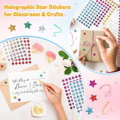 1,620 Holographic Glitter Star Stickers 0.6″, 6 Colors Self-Adhesive Mini Sti…