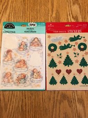 Vintage Hallmark Mary Hamilton Baby Angel Stickers Glitter-trumpeter Angel