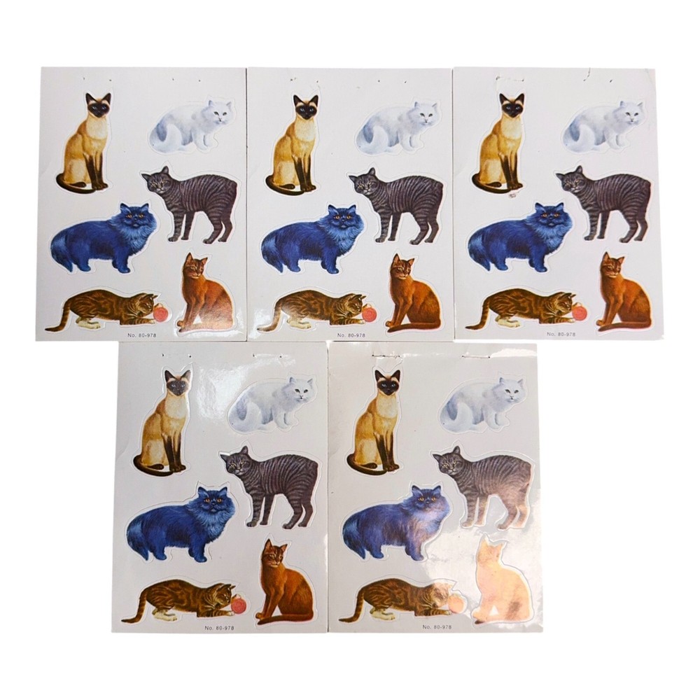 5x Vintage Cats Kittens Sticker Sheet 6 Different Stickers (30 total)