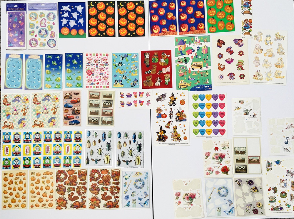 VTG Lot HALLMARK~AG~CURRENT Stickers 42 Full Sheets / 8 Partial 1980-2001