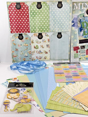 BABY BOY Theme Scrapbook Kit 12×12 Paper, Sticker, Embellishments, Tags ETC (B)