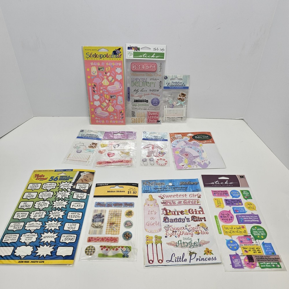 Vintage Girl Baby Shower Scrapbooking Crafting Stickers Mixed Lot Of 11 New