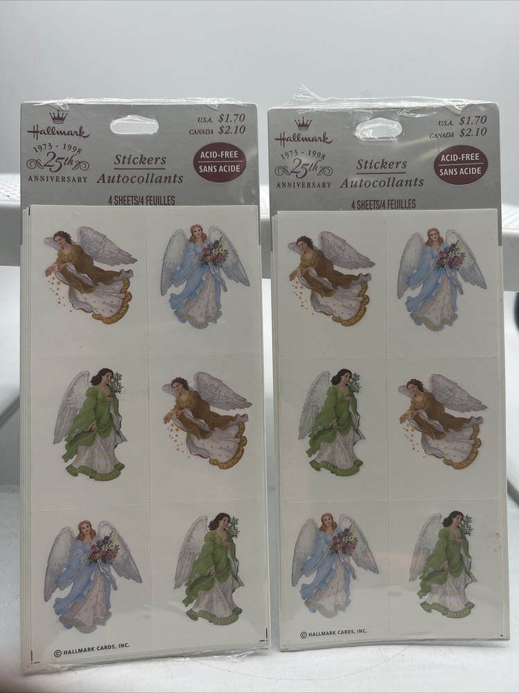 Vintage Hallmark 25th Anniversary Angel Keepsake Ornament Stickers 8 Sheets