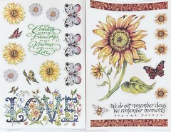 Vintage PSX Designs Stickers SET of 2 Sheets 4″X6″ Sunflower/Butterfly/Love NEW