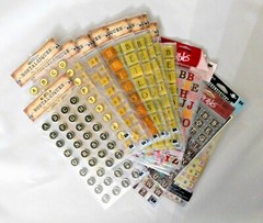 Alphabet Scrapbook Stickers Letters Numbers Symbols Stone Leather Metal Colors