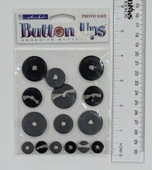 Sticko Button Ups Black & Grey Adhesive Buttons Scrapbooking Stickers