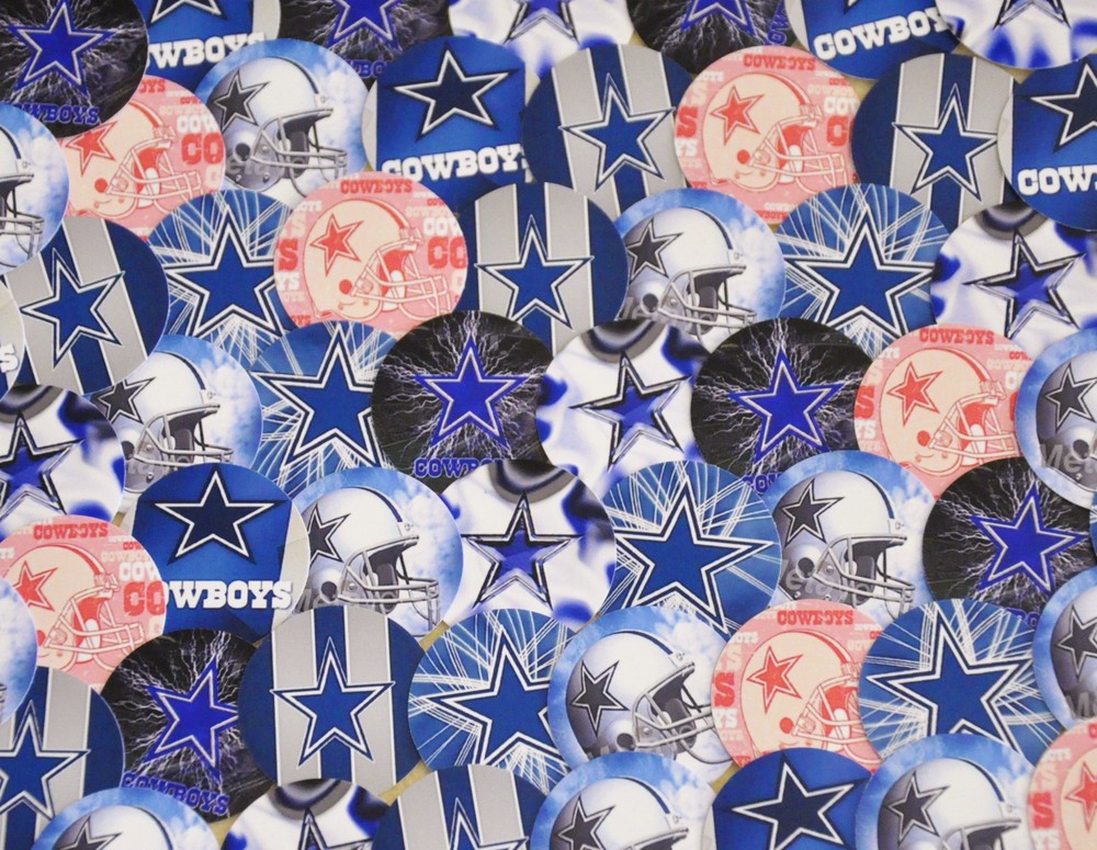 SET of 100- 1″ PRECUT «DALLAS COWBOYS» Bottlecap images.