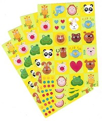 Giraffe Elephant Monkey Panda Bear Pig Lion Frog 4 Sheets ANIMALS Stickers!
