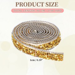 Self Adhesive Resin Rhinestone Strips, Diamond Bling for Crafts, Gold