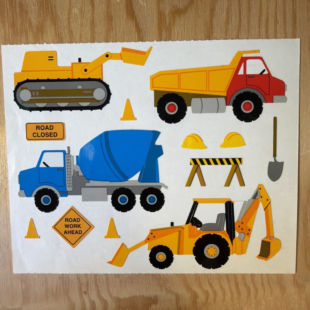 Construction Vehicles Sticker Sheet Scrapbook Craft Stickers