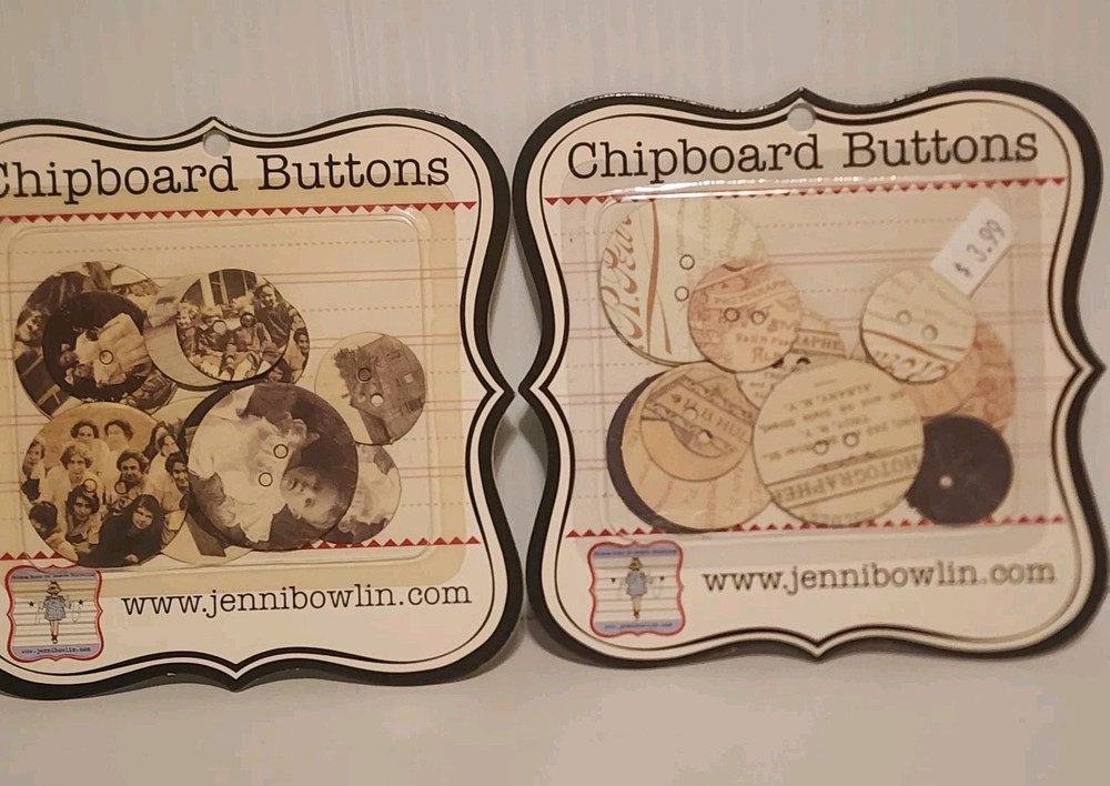 Jenni Bowlin Scrapbooking Printed Chipboard Button Embellishments-VINTAGE PHOTOS