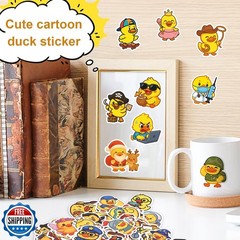 50pcs Duck Sticker for Kid, 50 Style Cute Animals Stickers Yellow Duck Occupa