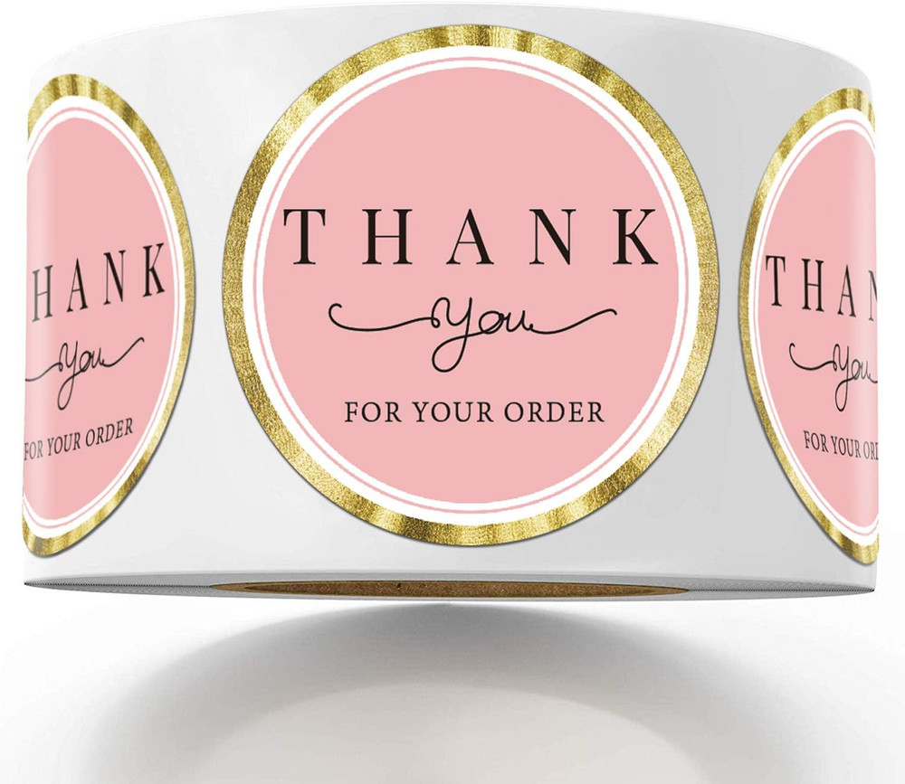500 Thank You for Your Order Stickers, Chic Pink Thank You Stickers for Small Bu