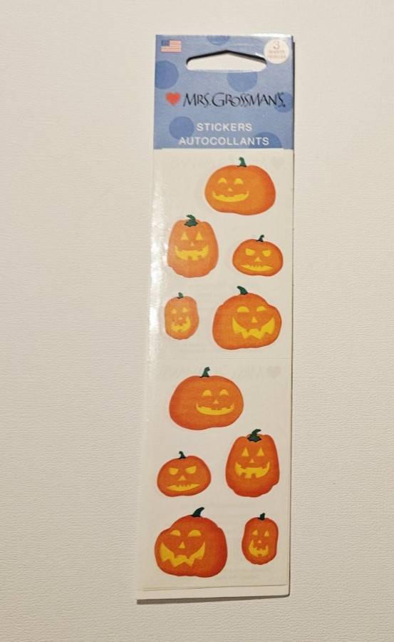 Mrs. Grossman’s Stickers Lot 3 Strips New Package ~Halloween Pumpkins~ HTF RARE