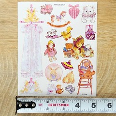 NRN Designs Stickers – Rare Vintage Cute Baby Toys Sticker Sheet – Scrapbooking