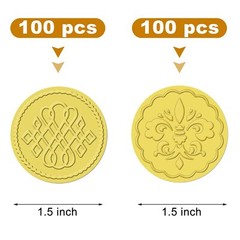 100 Pieces Gold Embossed Wax Seals Gold Foil Envelope Seals Round Embossed F…