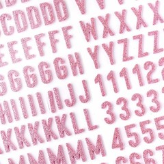 LIFE OF THE PARTY PINK GLITTER ALPHABET THICKERS (2) STICKER SHEETS scrapbooking