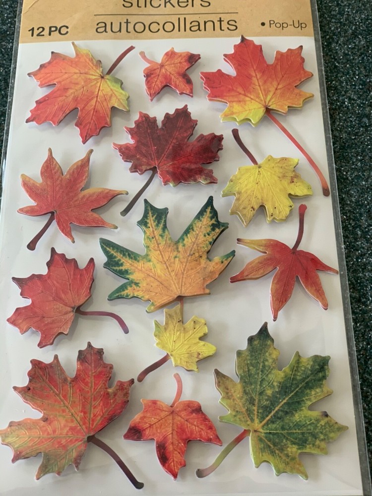 ADHESIVE COLORFUL THICK FALL LEAF SHAPES FALL LEAVES VARIOUS SIZES 3D 12PCS #1