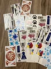 VTG Frances Meyer Stickers Lot 24 Strip Tools Pizza Bubbles Splat Money Balloons
