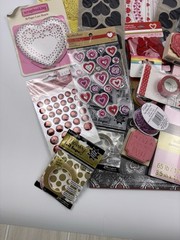 SCRAPBOOK LOT VALENTINES DAY Hearts Paper Stickers. Stamps Crafting