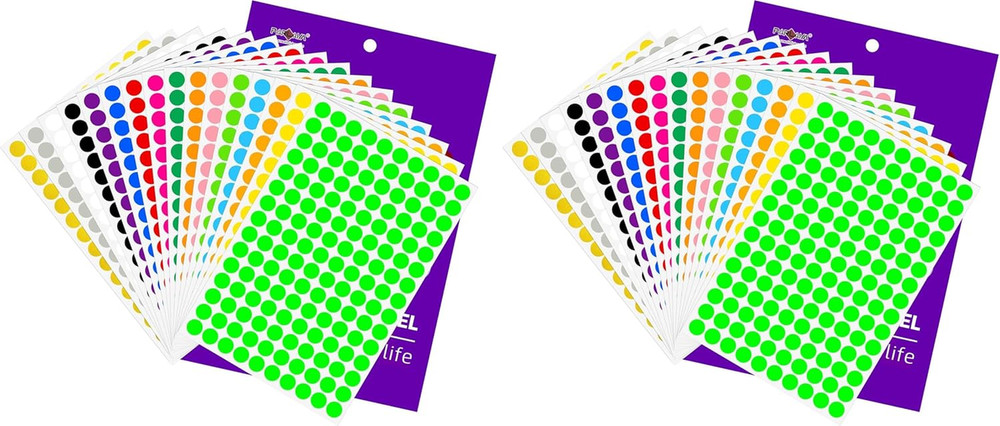 2400PCS Colored Dot Stickers 1/2″ round Color Code Multicolor Small Stickers Pol
