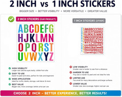 12 Sheets Letter Sticker, 312 PCS Alphabet Stickers Waterproof Alphabet, 2 inch