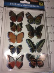 jot Butterflies Orange/Black Silver Holo 9ct BUTTERFLY Stickers w/3-D Wings BNIP