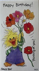 HAPPY BIRTHDAY CHICK Stickers(3pc) 2″x3.5″Suzy’s Zoo•Card Making •Flowers•Animal