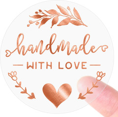 100PCS with Love Stickers, Transparent Rose Gold Foil Labels for Boutique Small