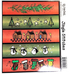 Jingle Stitches 1999 Christmas Glossy Stickers DJ Inkers 5 ea 4″ x 1″ ea RARE