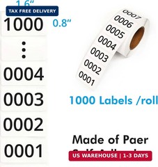 Consecutive Numbered Stickers, 1.6 x 0.8 Inch Inventory Labels, Number Stickers