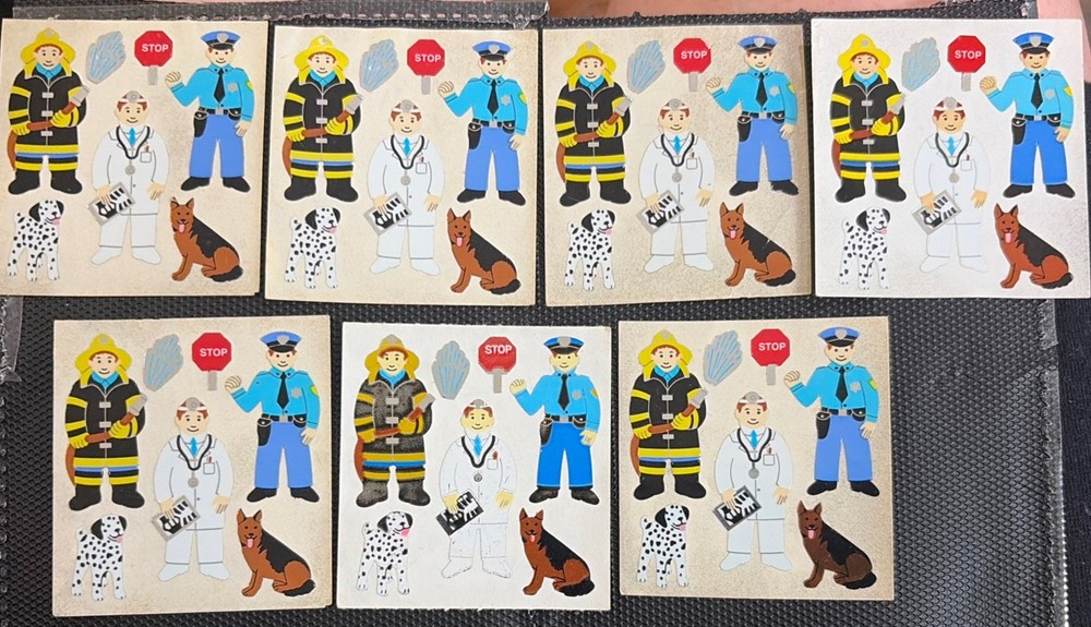 VINTAGE SANDYLION FOIL FIRE MAN POLICE OFFICER STICKER LOT 4.25 SHIPS ALL