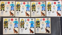 VINTAGE SANDYLION FOIL FIRE MAN POLICE OFFICER STICKER LOT 4.25 SHIPS ALL