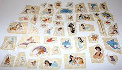 LOT OF 45 VINTAGE VERY RARE DISNEY WORLD CUT ALADDIN STICKERS NEW & UNUSED!