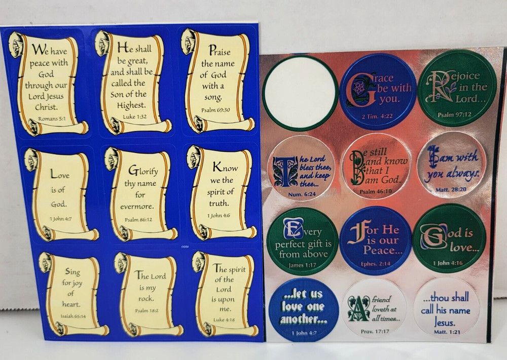 300 Bible Verse Stickers 2 Styles Scroll Metallic Sunday School Stocking Stuffer