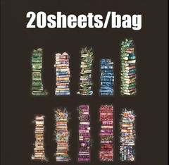 20pcs Floral Bookstack P.E.T. Stickers- Library, Book Lover, Scrapbook DIY Craft
