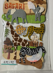 Jolee’s Boutique Safari Animals Stickers EK Success 4PC Dimensional Scrapbook