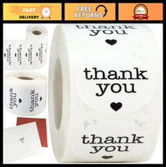 500 White Thank You Stickers – 1 Inch Round Adhesive Labels for Packaging, Gifts