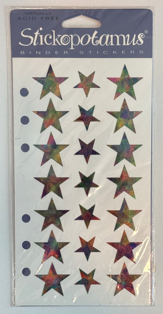Stickopotamus VINTAGE Scrapbook Sticker Binder Sheet Glitter Stars NIP